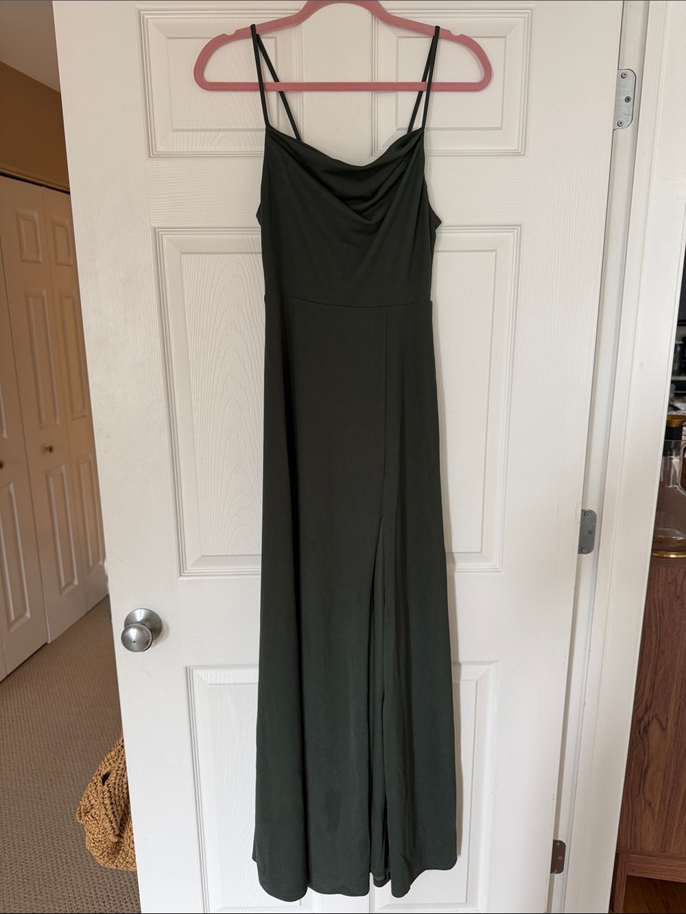 Olive Green Cowl Neck Maxi Dress